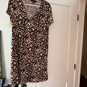 Karen Kane Leopard Print V-Neck Mini Dress - Brown & Black